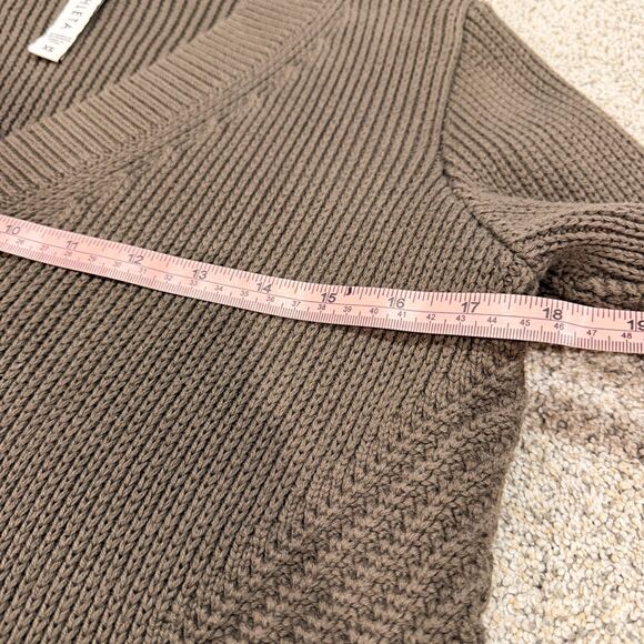 Athleta V-Neck Chunky Knit Tunic Sweater - XS Oversized (Taupe/Brown) - Picture 7 of 8